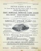 Peter Kiene and Son Insurance, Smedley Steam Pump, Iowa Home Insurance, Dubuque County 1906